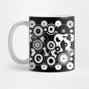 Vinyl Records Black and White Retro Music Pattern Mug